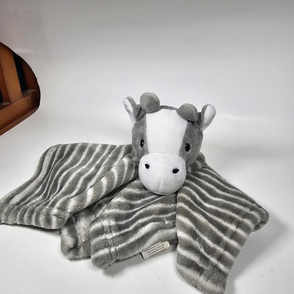 Lila & Jack Plush Hippo Giraffe Baby Security Blanket Lovey Gray Stripe